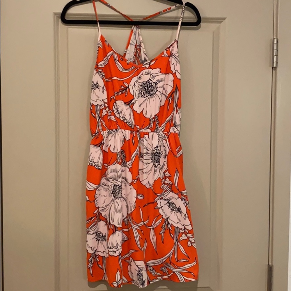 Orange floral sundress, M